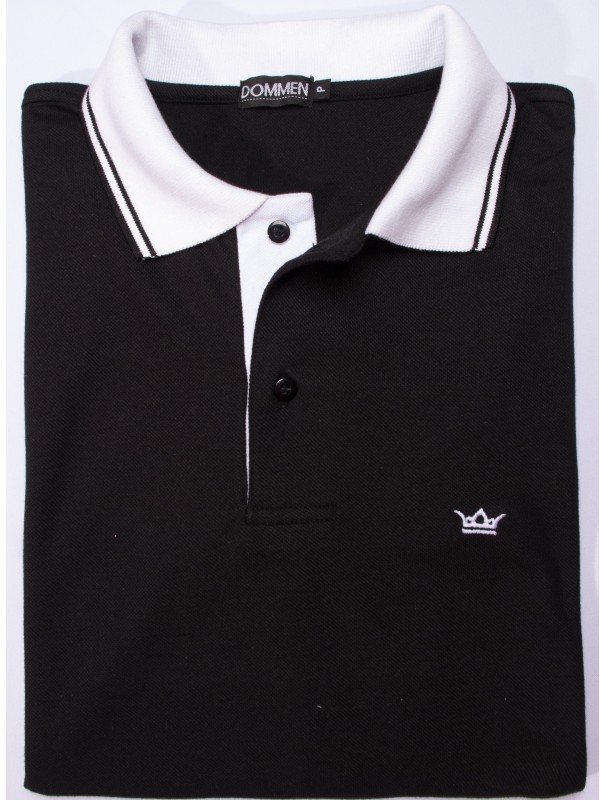 Camisa polo preta com detalhe branco Camisa polo preta com detalhe branco