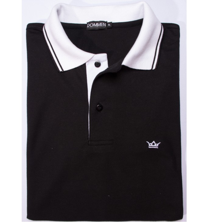 Camisa polo preta com detalhe branco Camisa polo preta com detalhe branco
