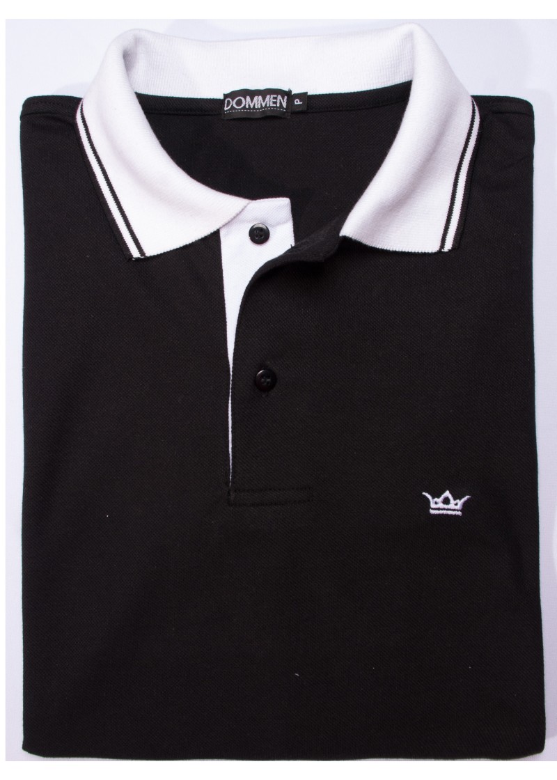 Camisa polo preta com detalhe branco