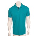 Camisa polo verde com detalhe xadrez