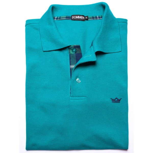 Camisa polo verde com detalhe xadrez