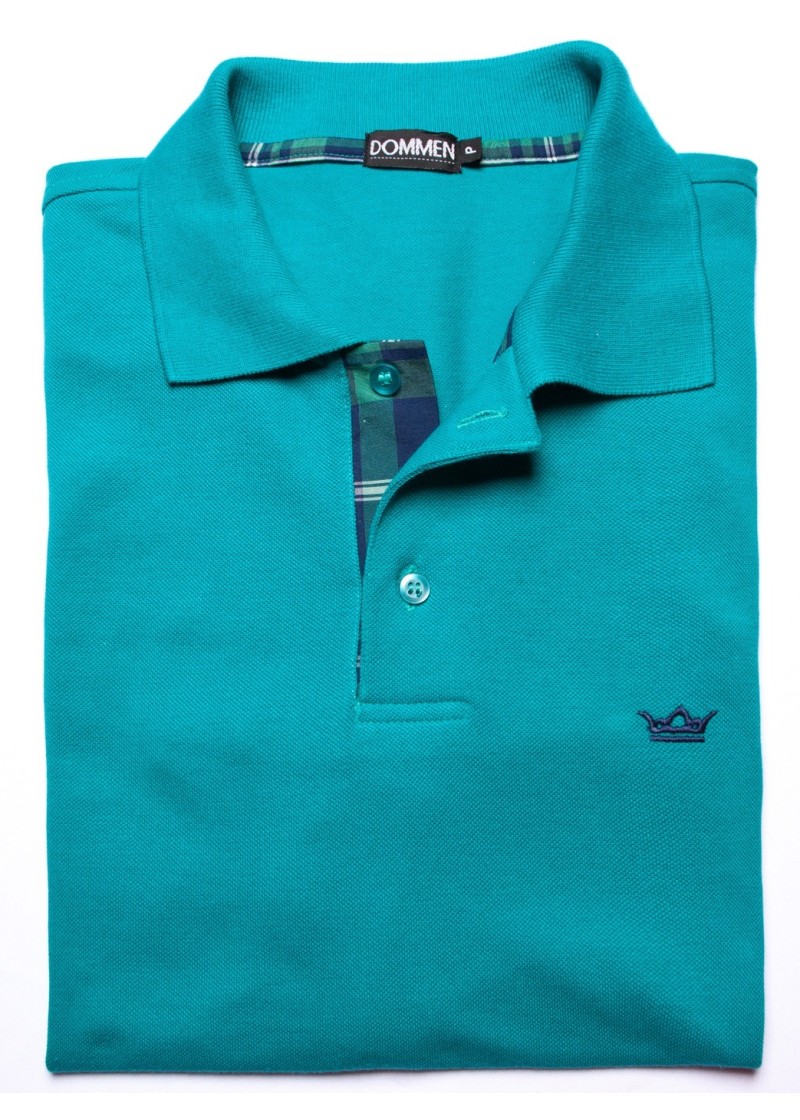 Camisa polo verde com detalhe xadrez