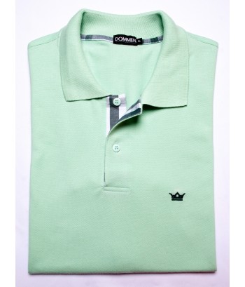 Camisa polo verde claro com detalhe xadrez