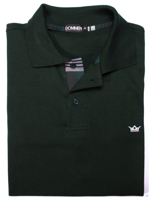 Camisa polo verde musgo com detalhe xadrez