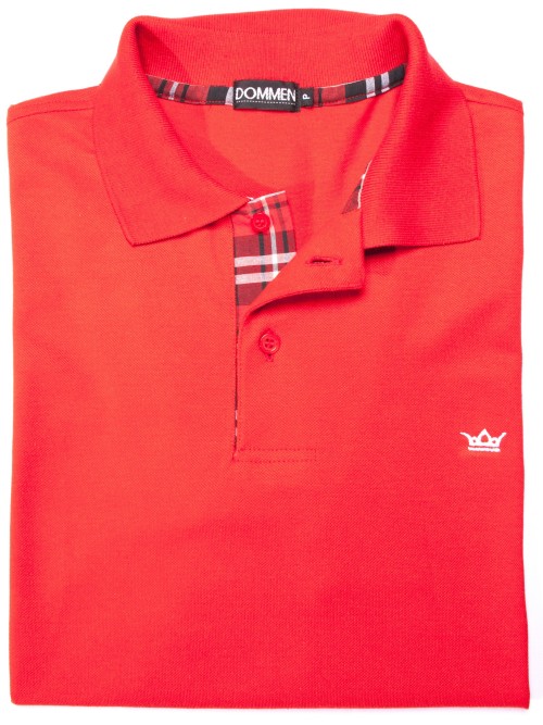Camisa polo vermelha com detalhe xadrez Camisa polo vermelha com detalhe xadrez