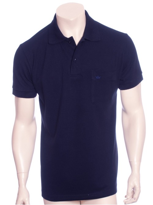 Camisa polo masculina azul marinho com bolso