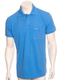 Camisa polo masculina azul oceano com bolso 