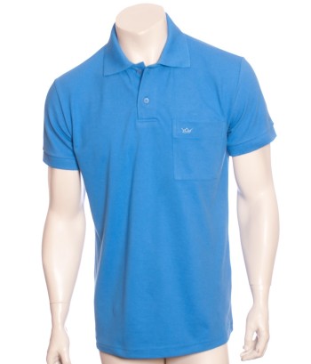 Camisa polo masculina azul oceano com bolso