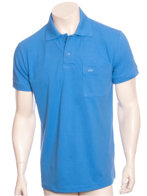 Camisa polo masculina azul oceano com bolso