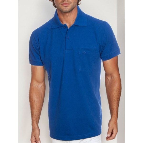 Camisa polo masculina royal com bolso