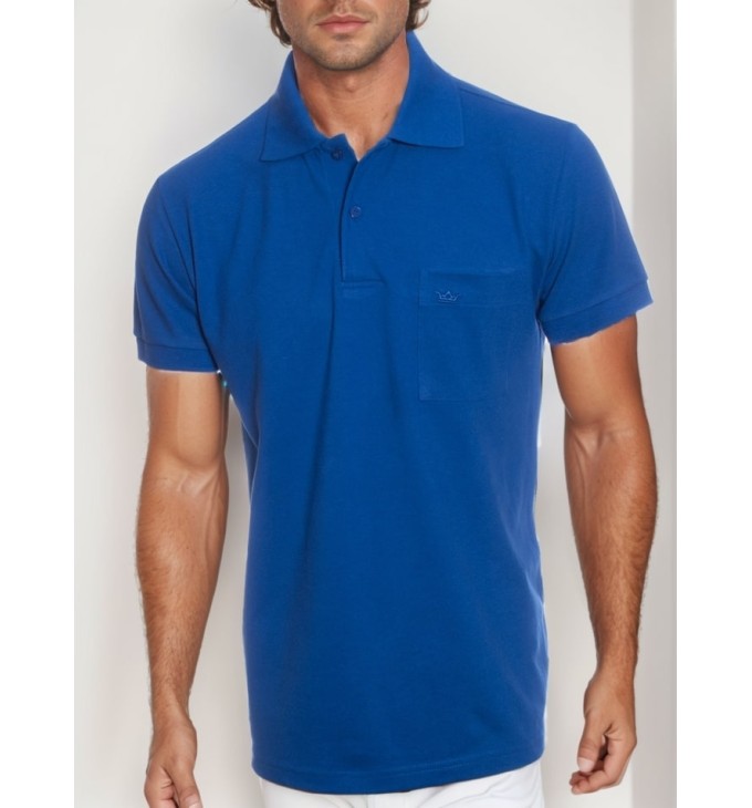 Camisa polo masculina royal com bolso Camisa polo masculina royal com bolso