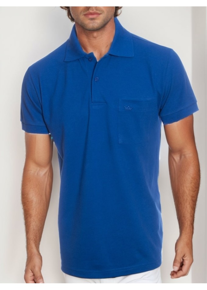 Camisa polo masculina royal com bolso