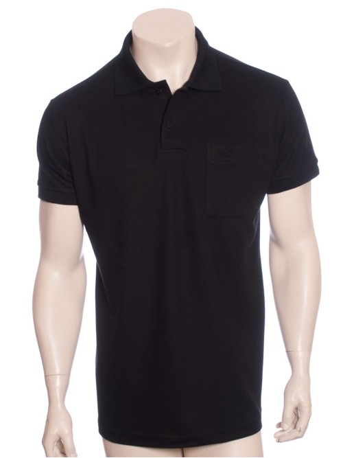 Camisa polo masculina preta com bolso