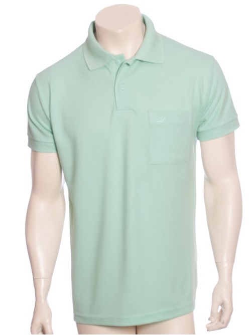 Camisa polo masculina verde água com bolso