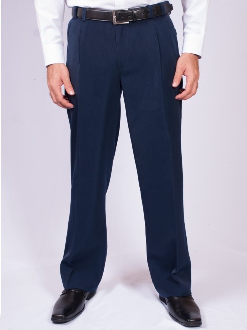 Calça social azul marinho masculina com pregas