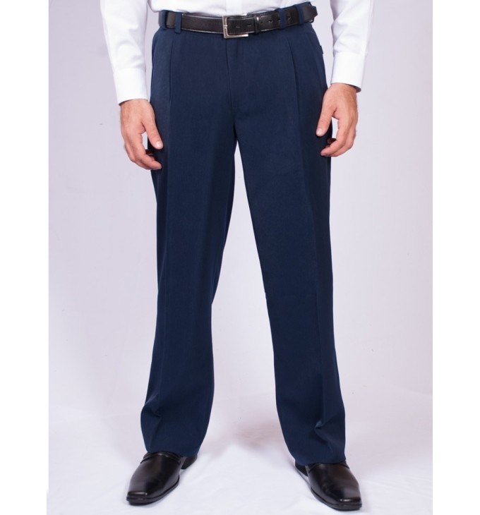 Calça social azul marinho masculina com pregas