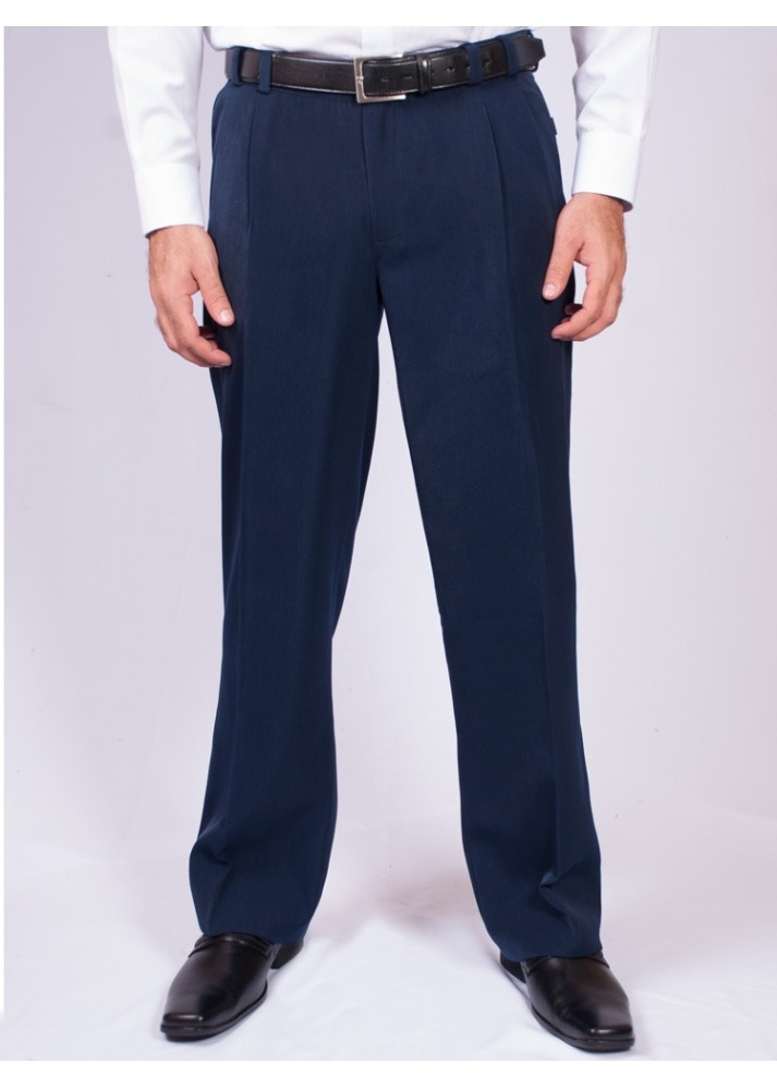 Calça social azul marinho masculina com pregas