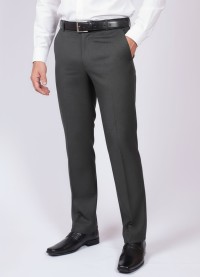 Calça social masculina cinza chumbo sem pregas