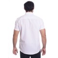 Camisa social branca masculina de microfibra manga curta