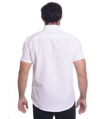 Camisa social branca masculina de microfibra manga curta
