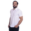 Camisa social branca masculina de microfibra manga curta