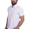 Camisa social branca masculina de microfibra manga curta