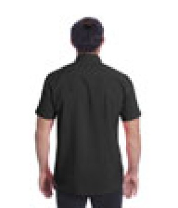 Camisa social preta masculina de microfibra manga curta