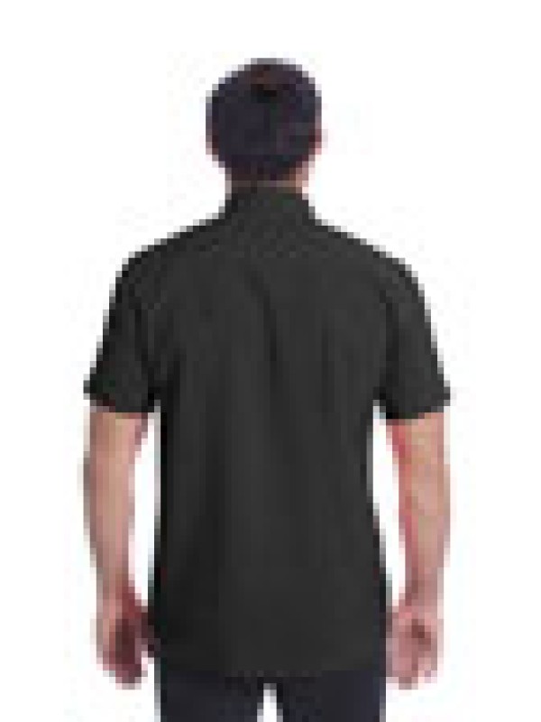 Camisa social preta masculina de microfibra manga curta