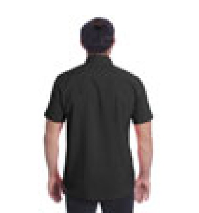 Camisa social preta masculina de microfibra manga curta Camisa social preta masculina de microfibra manga curta