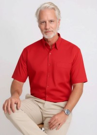 Camisa social vermelha masculina de microfibra manga curta
