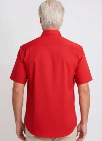 Camisa social vermelha masculina de microfibra manga curta