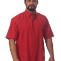 Camisa social vermelha masculina de microfibra manga curta