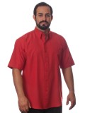 Camisa social vermelha masculina de microfibra manga curta