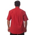 Camisa social vermelha masculina de microfibra manga curta