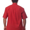Camisa social vermelha masculina de microfibra manga curta