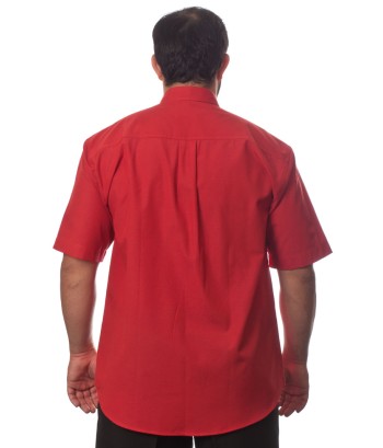 Camisa social vermelha masculina de microfibra manga curta