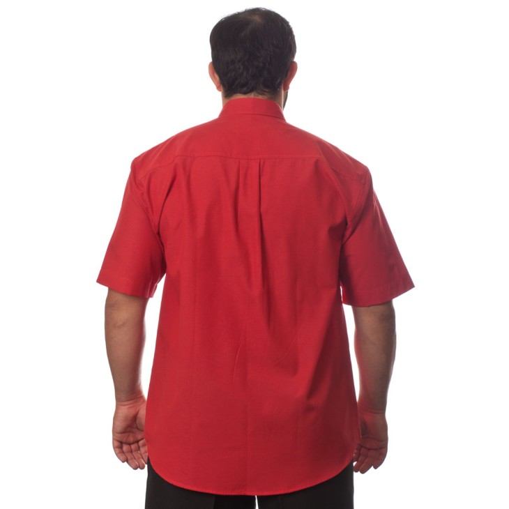 Camisa social vermelha masculina de microfibra manga curta