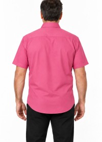 Camisa social pink masculina de microfibra manga curta