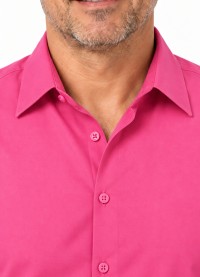 Camisa social pink masculina de microfibra manga curta