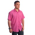 Camisa social pink masculina de microfibra manga curta