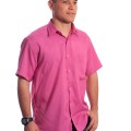 Camisa social pink masculina de microfibra manga curta