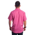 Camisa social pink masculina de microfibra manga curta