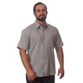 Camisa social cinza médio masculina de microfibra manga curta Camisa social cinza médio masculina de microfibra manga curta