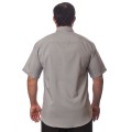Camisa social cinza médio masculina de microfibra manga curta Camisa social cinza médio masculina de microfibra manga curta