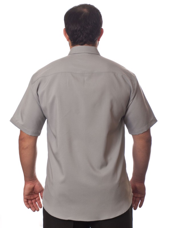 Camisa social cinza médio masculina de microfibra manga curta Camisa social cinza médio masculina de microfibra manga curta