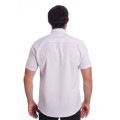 Camisa social cinza claro masculina de microfibra manga curta