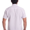Camisa social cinza claro masculina de microfibra manga curta