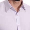 Camisa social cinza claro masculina de microfibra manga curta