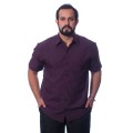 Camisa social roxa masculina de microfibra