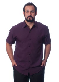 Camisa social roxa masculina de microfibra